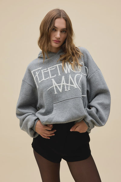 Daydreamer Fleetwood Mac Logo Oversized Hoodie in Heather Grey
