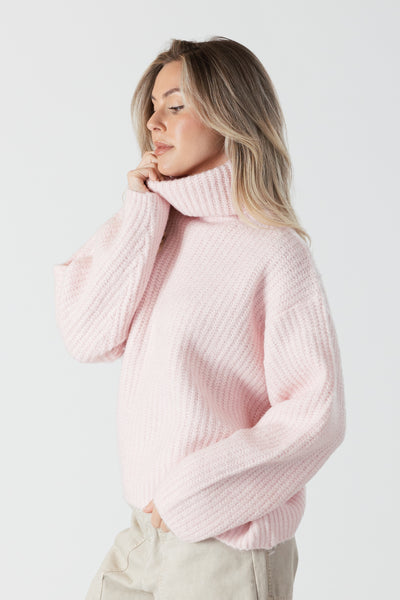 Lyla & Luxe Sahar Eco Ribbed Mockneck in Pink