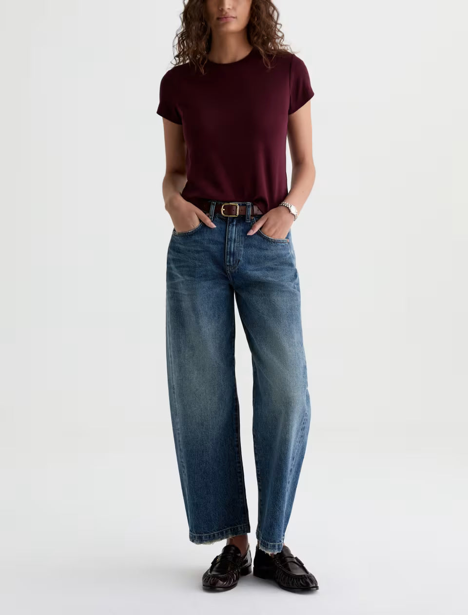 AG Hattie High-Rise Barrel Jean in 10 Years Frontline