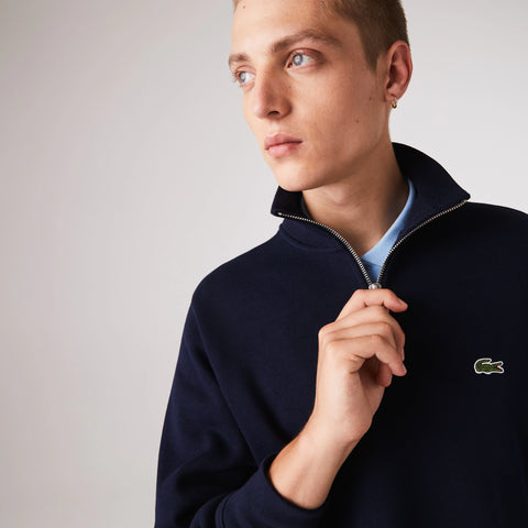 Lacoste Half-Zip Cotton Sweatshirt - Navy Blue