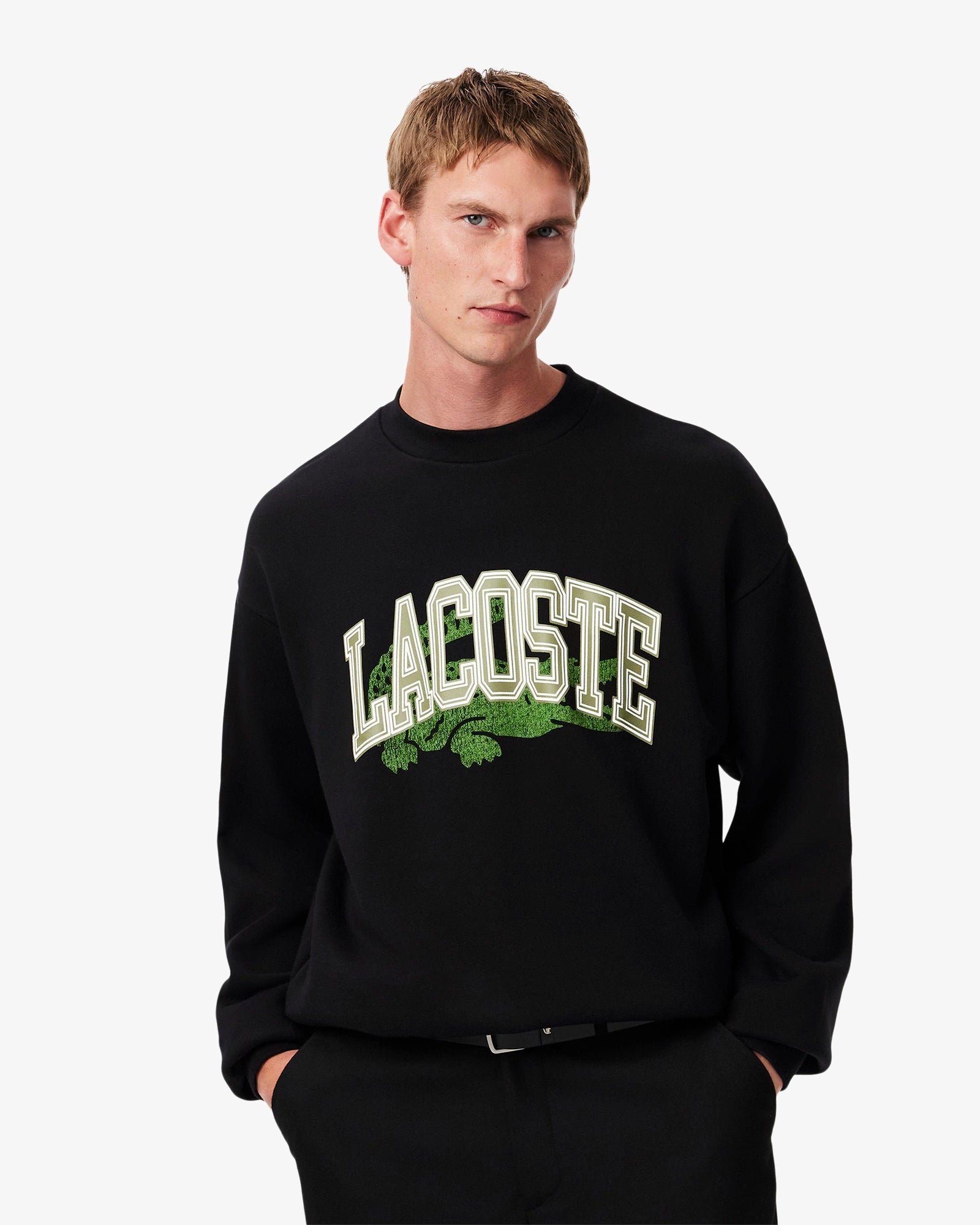 Lacoste Loose Fit Fleece Sweatshirt - Black