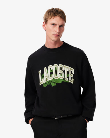 Lacoste Loose Fit Fleece Sweatshirt - Black