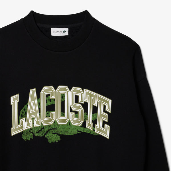 Lacoste Loose Fit Fleece Sweatshirt - Black