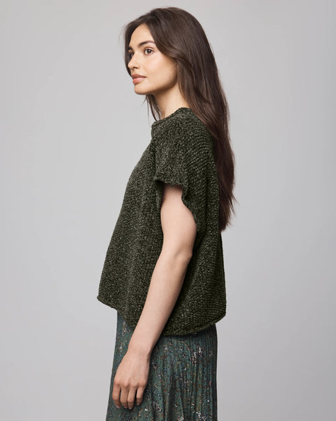 Splendid Andrea Mock Neck Chenille Sweater in Green Spruce
