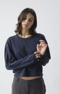 American Vintage SONOMA Cotton L/S Tee in Navy Blue Vintage