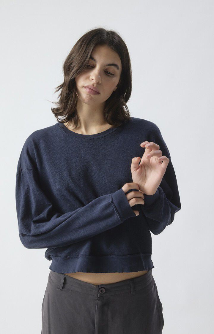 American Vintage SONOMA Cotton L/S Tee in Navy Blue Vintage