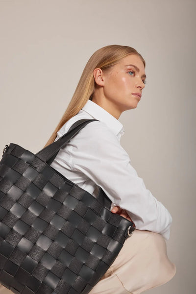 Ilse Jacobsen Square Braid Tote Bag in Black