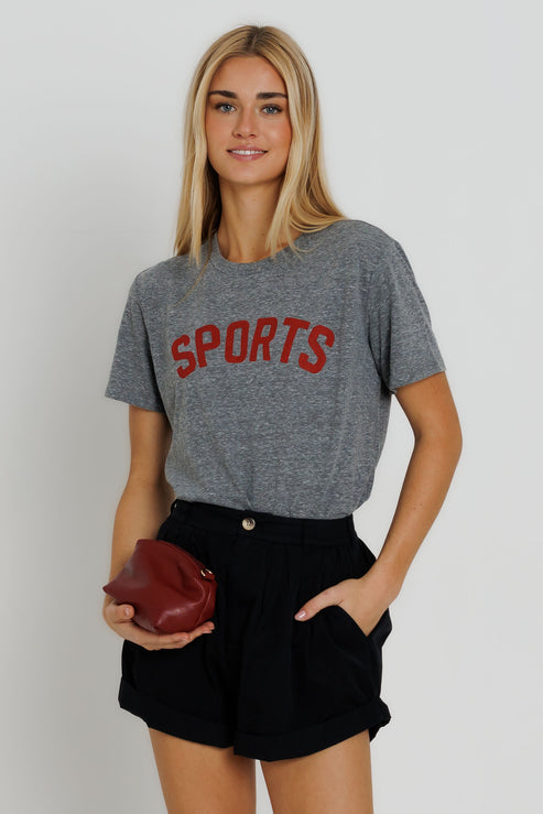 Sunny Somewhere Red Sports Everyday Tee in Heather Grey