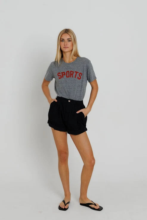 Sunny Somewhere Red Sports Everyday Tee in Heather Grey