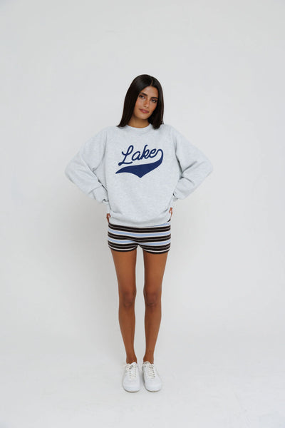 Sunny Somewhere Lake Raglan Crew in Heather Ash