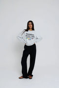 Sunny Somewhere Hampton Book Club Raglan Crew in Heather Ash