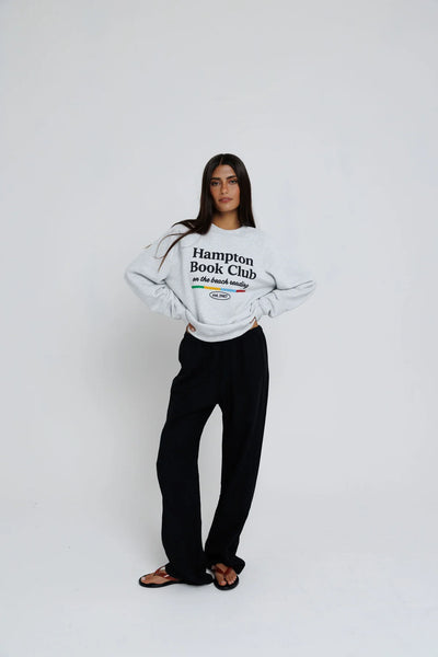 Sunny Somewhere Hampton Book Club Raglan Crew in Heather Ash