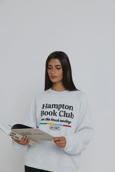 Sunny Somewhere Hampton Book Club Raglan Crew in Heather Ash