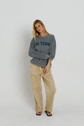 Sunny Somewhere Green Go Team Oversized Crew in Heather Grey