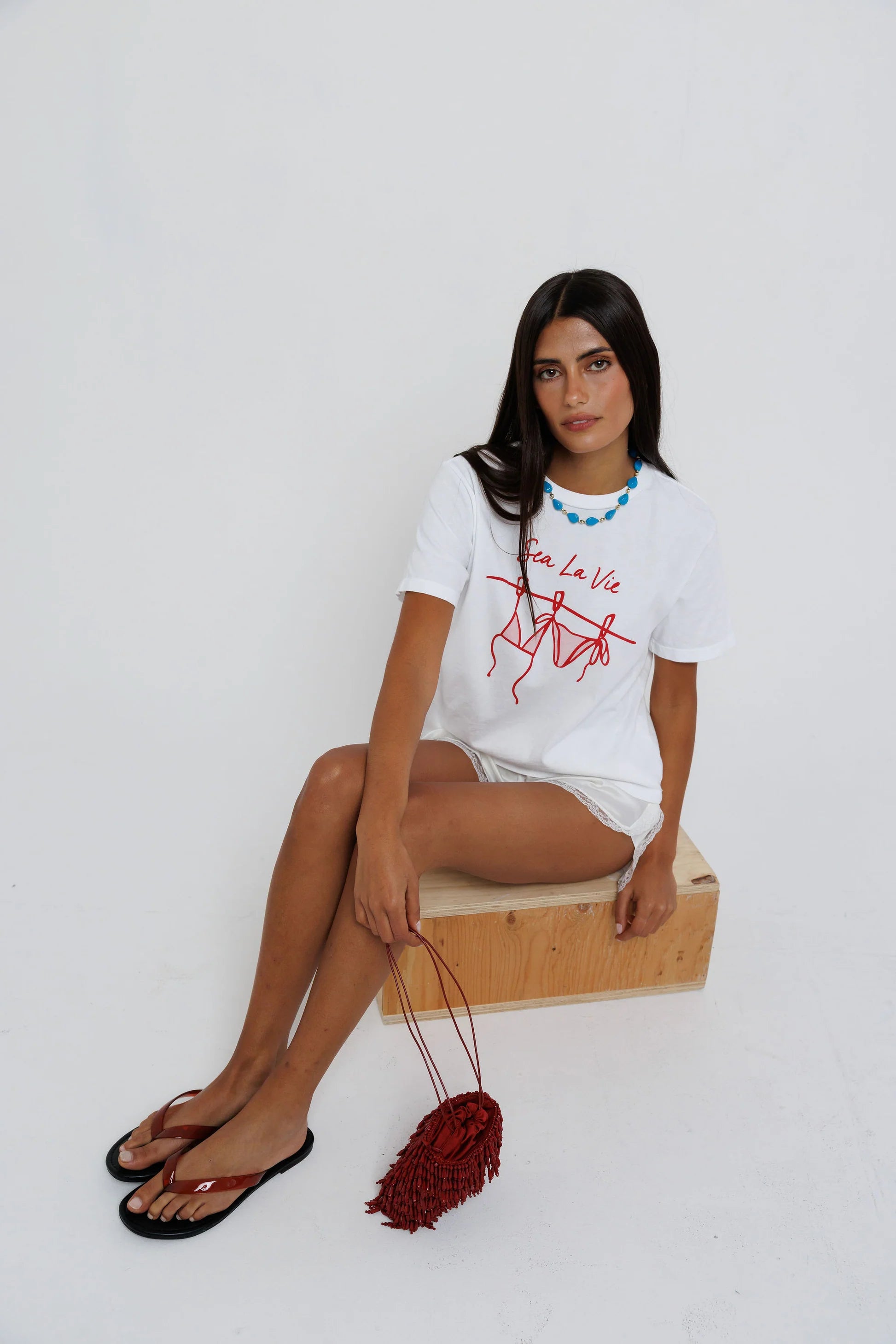 Sunny Somewhere Sea La Vie Everyday Tee in White
