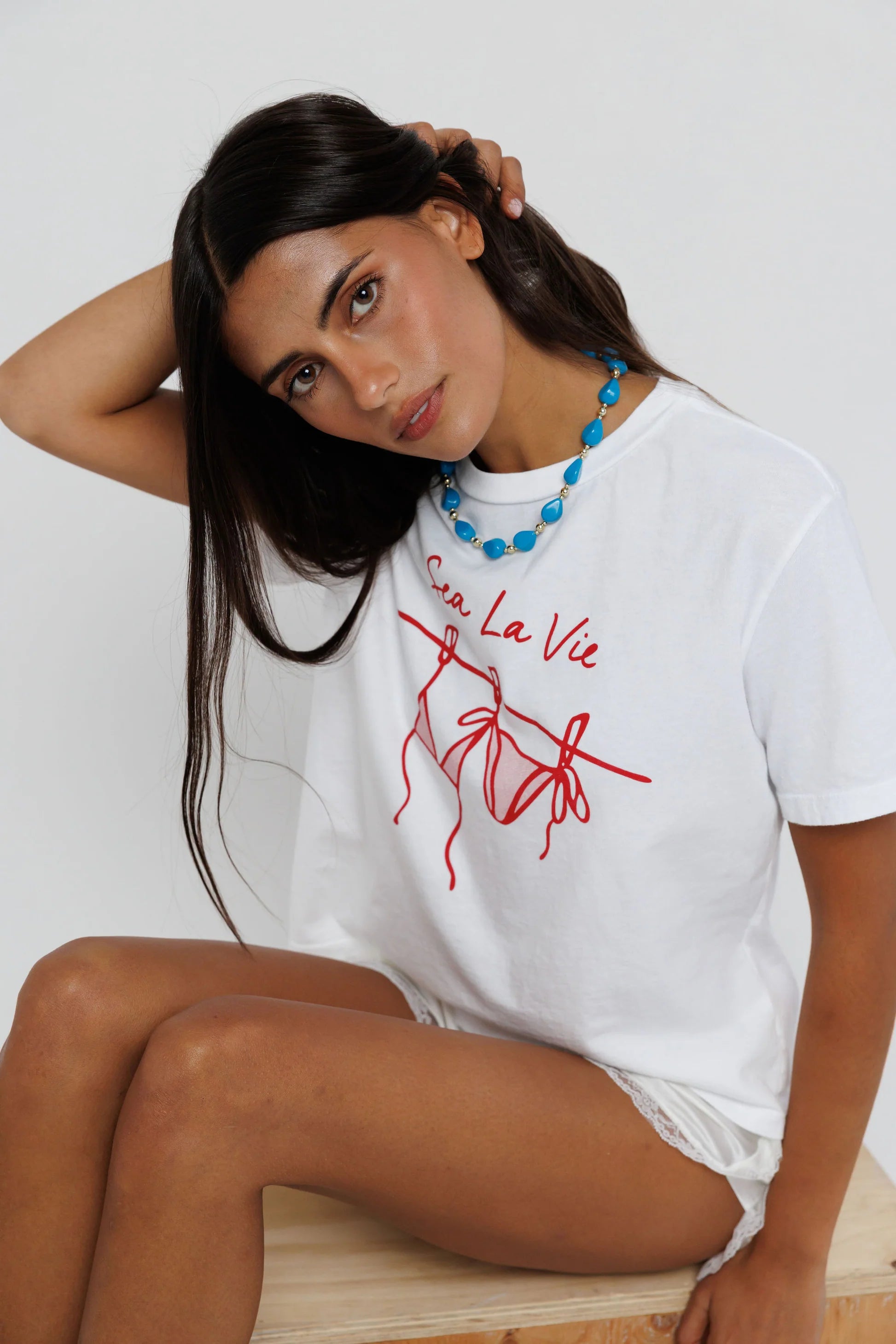 Sunny Somewhere Sea La Vie Everyday Tee in White