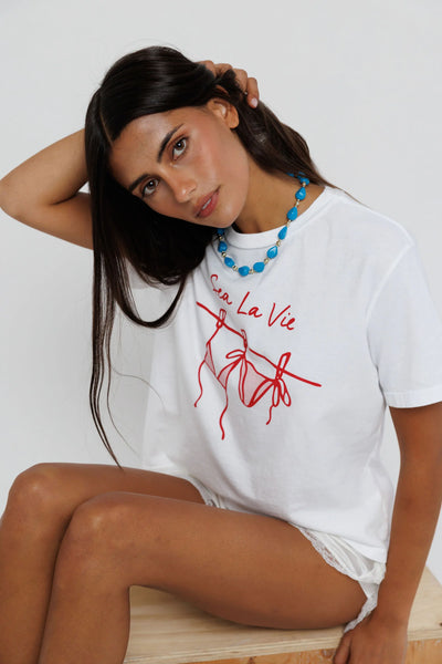 Sunny Somewhere Sea La Vie Everyday Tee in White