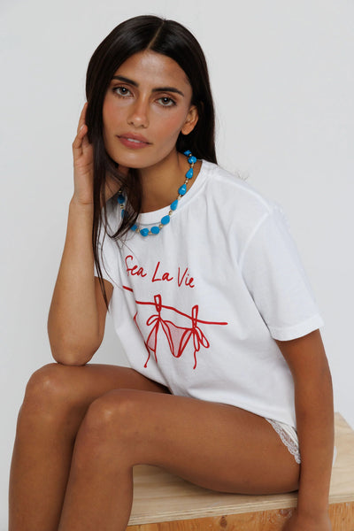 Sunny Somewhere Sea La Vie Everyday Tee in White