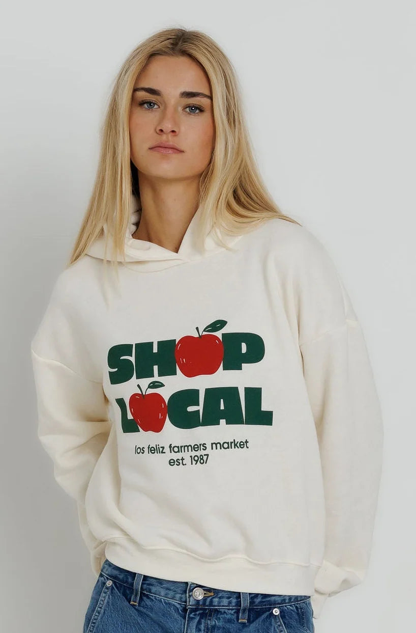 Sunny Somewhere Shop Local Classic Hoodie in Off-White
