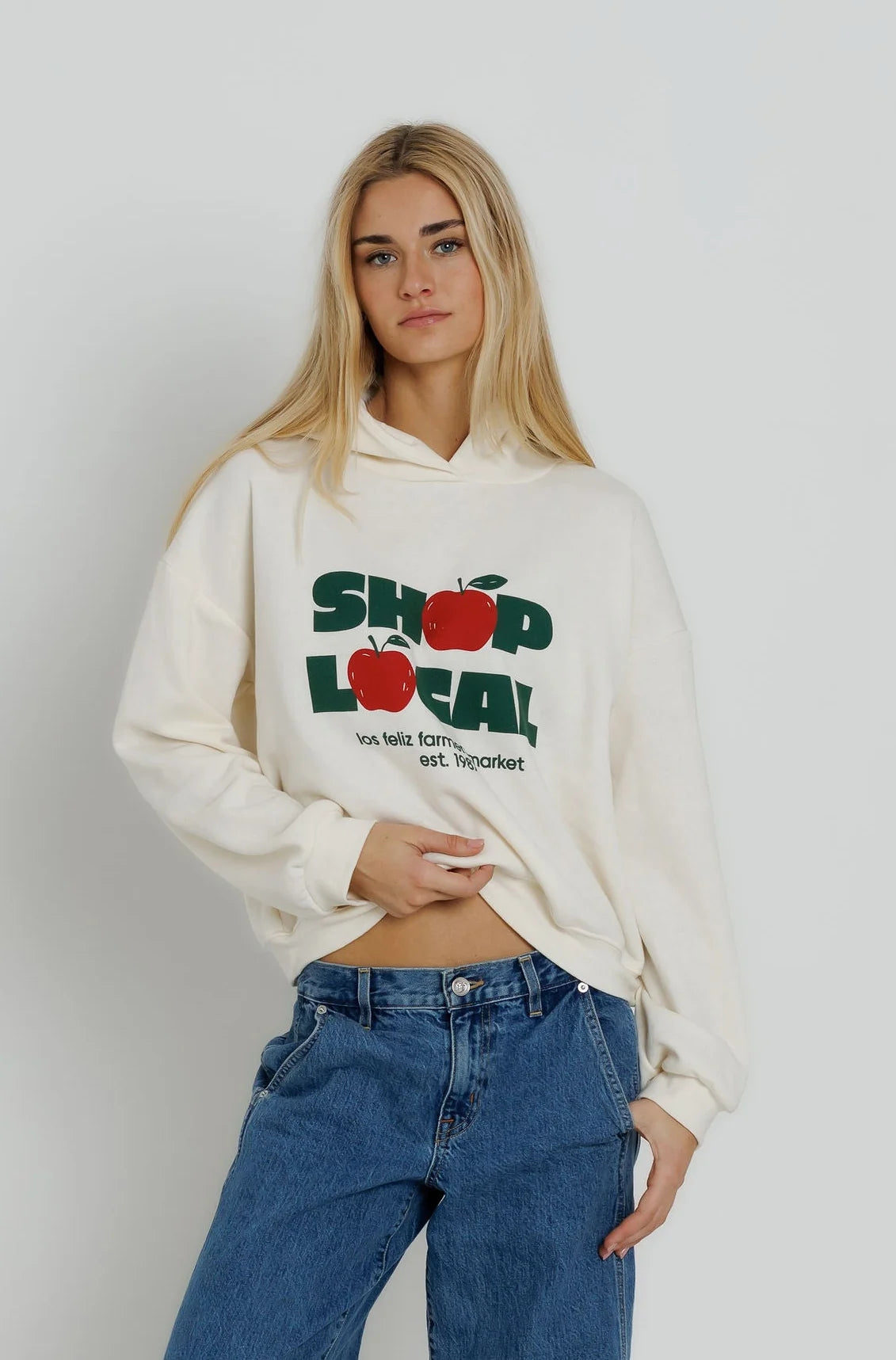 Sunny Somewhere Shop Local Classic Hoodie in Off-White