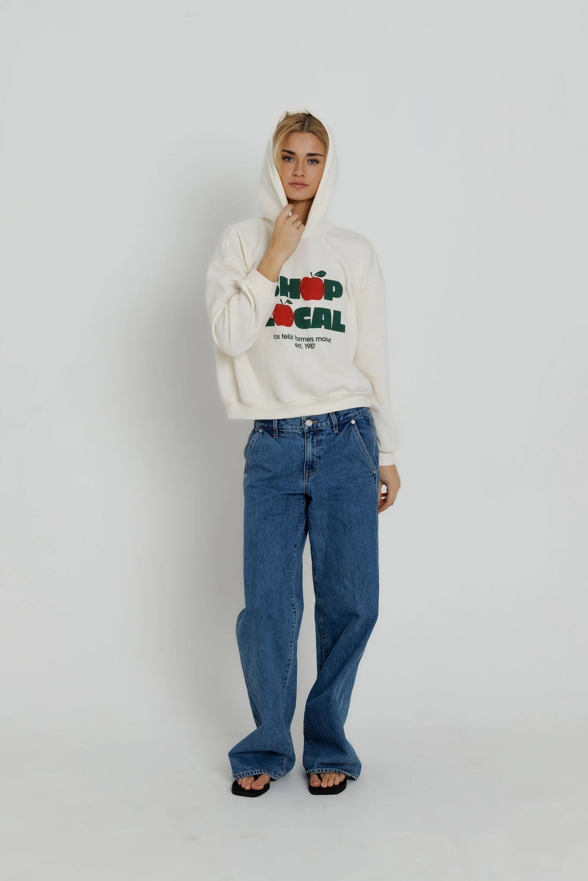 Sunny Somewhere Shop Local Classic Hoodie in Off-White