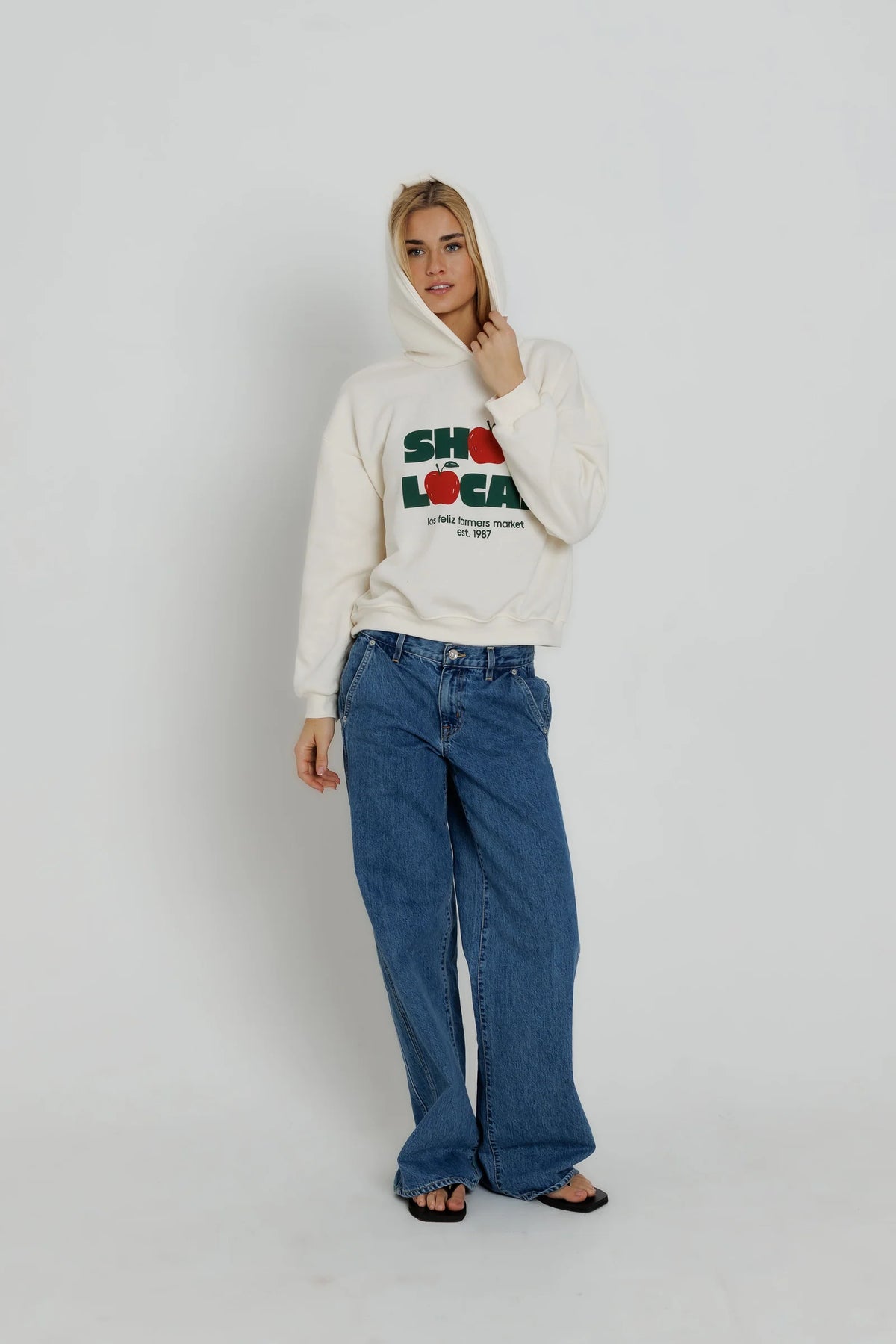 Sunny Somewhere Shop Local Classic Hoodie in Off-White