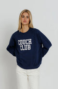 Sunny Somewhere Couch Club Raglan Crew in Navy