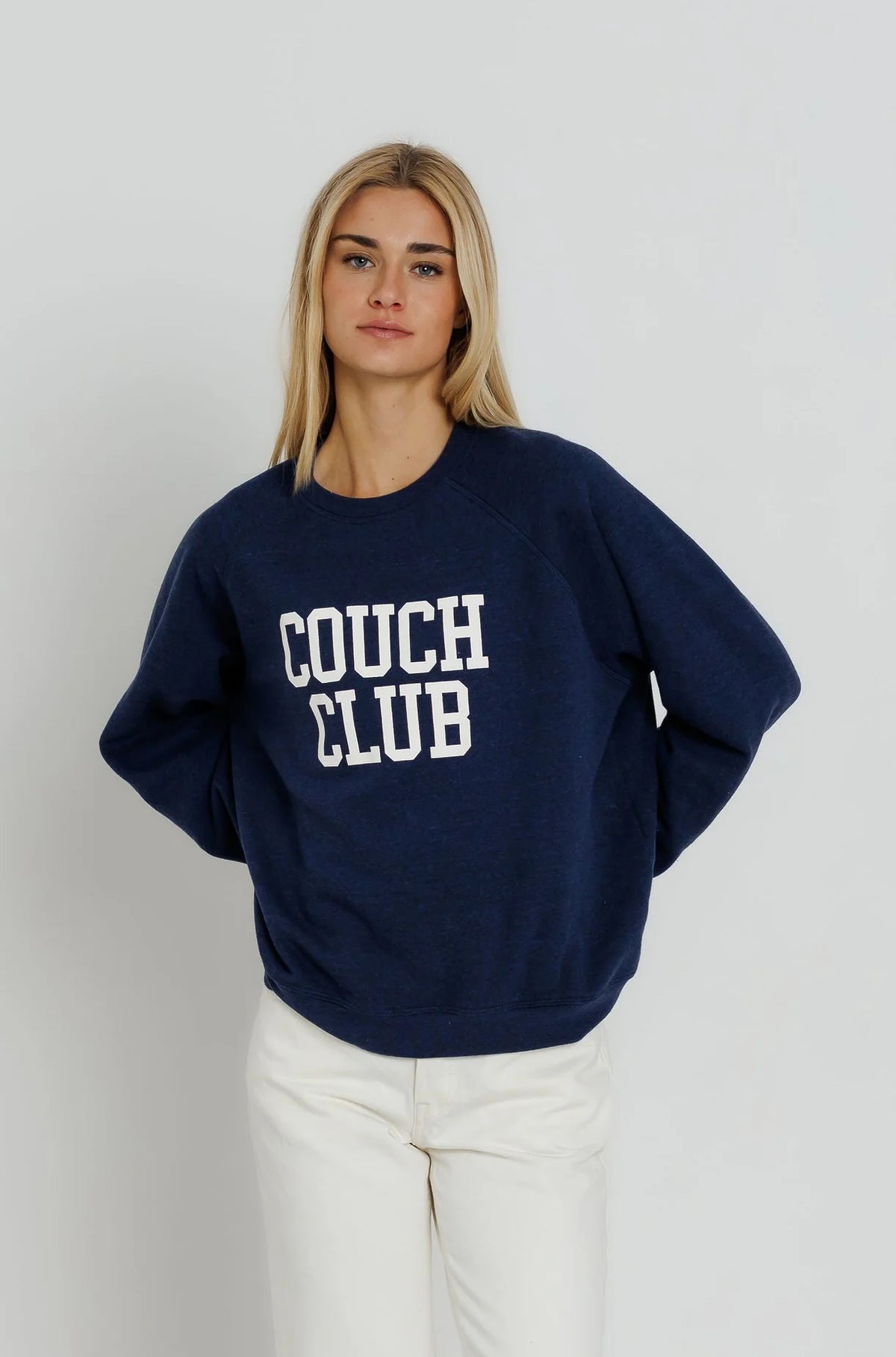 Sunny Somewhere Couch Club Raglan Crew in Navy