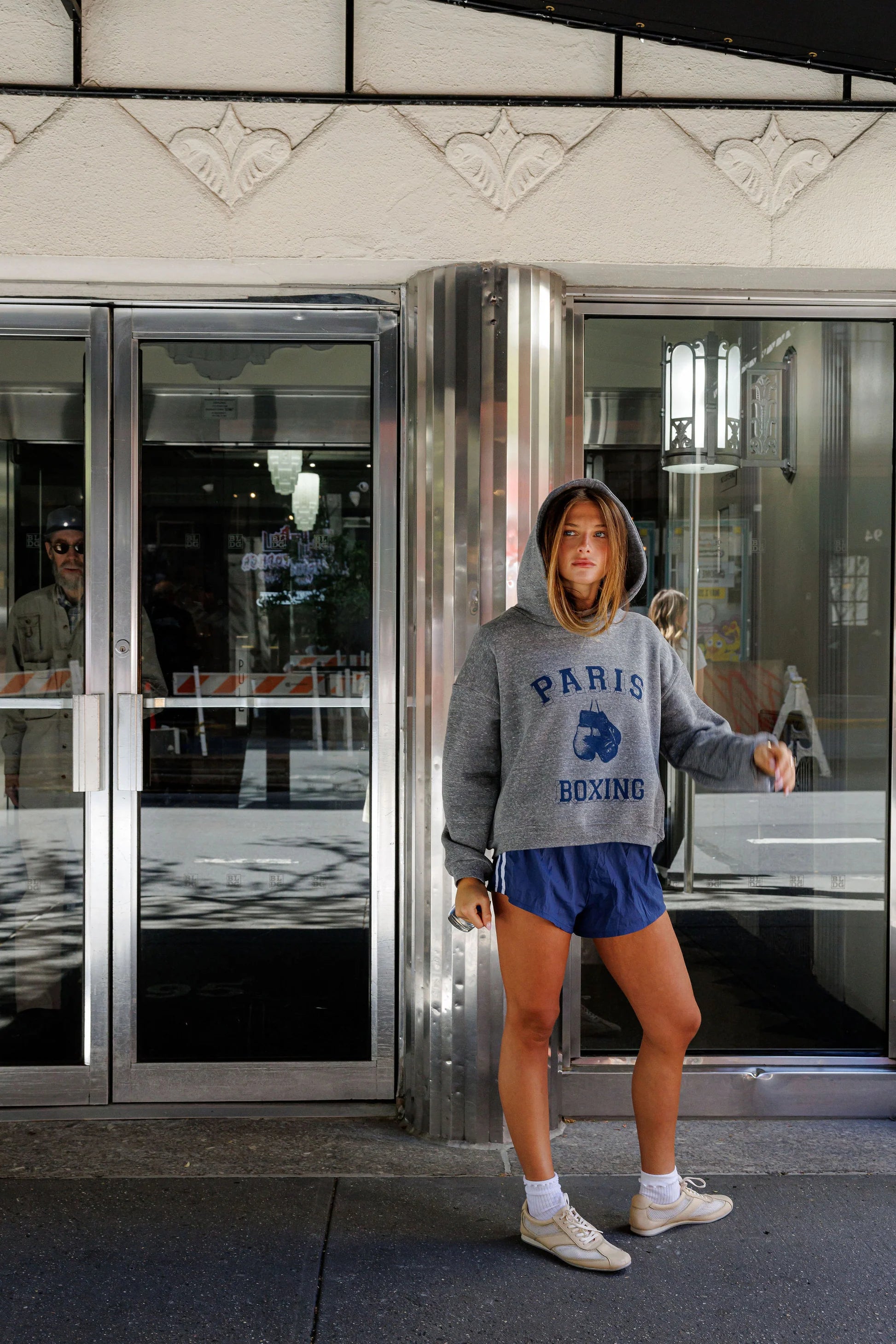 Sunny Somewhere Paris Boxing Classic Hoodie in Heather Grey
