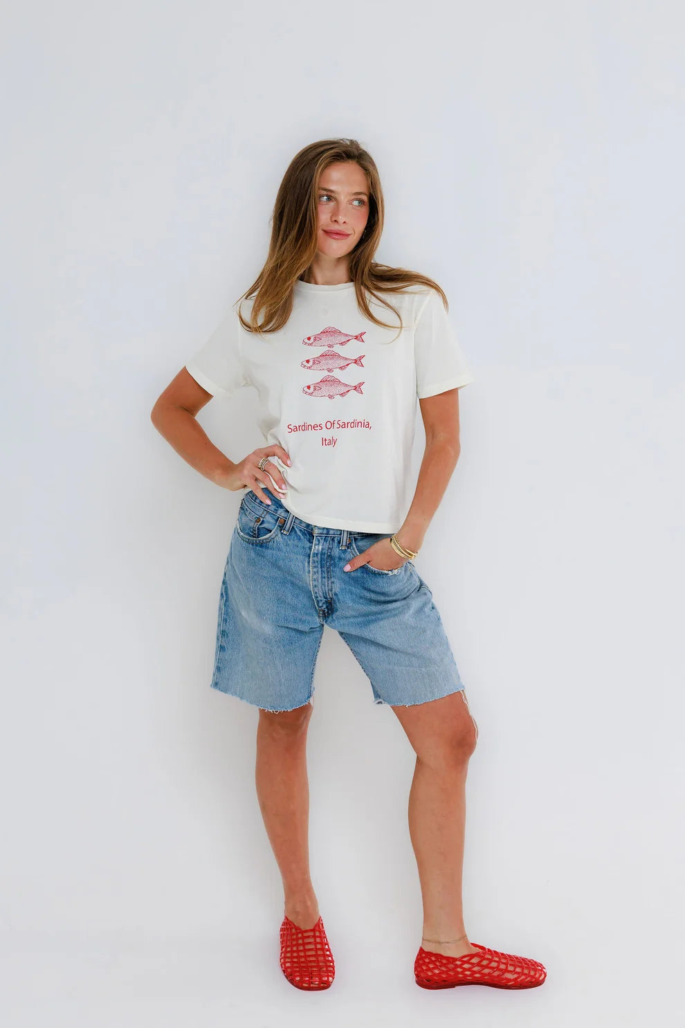 Sunny Somewhere Sardines of Sardinia Everyday Tee in Off-White
