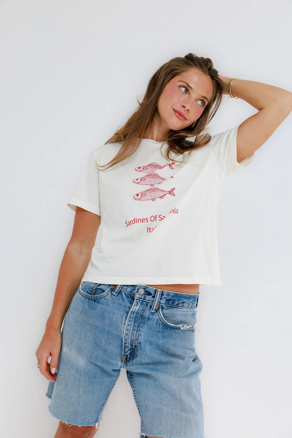 Sunny Somewhere Sardines of Sardinia Everyday Tee in Off-White
