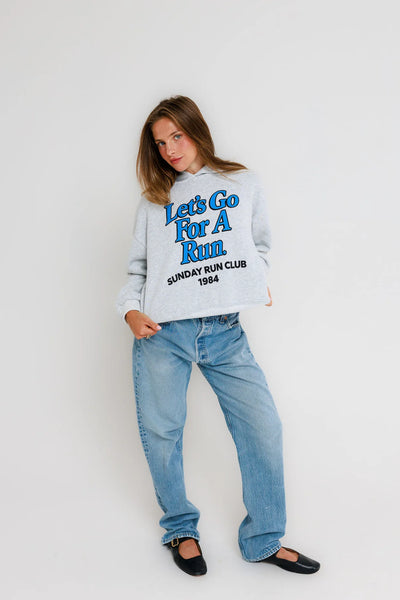 Sunny Somewhere Sunday Run Club Classic Hoodie in Heather Ash