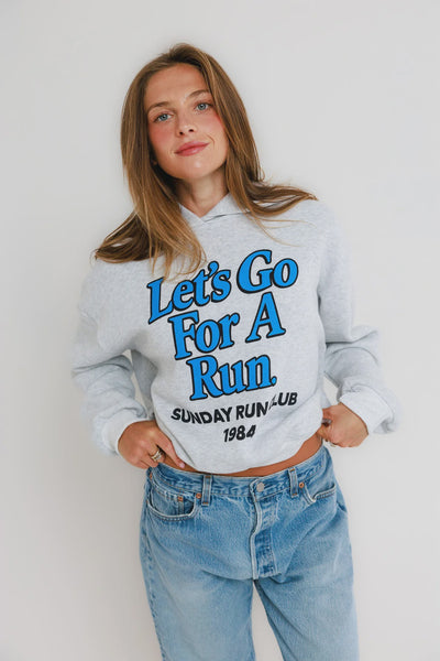 Sunny Somewhere Sunday Run Club Classic Hoodie in Heather Ash