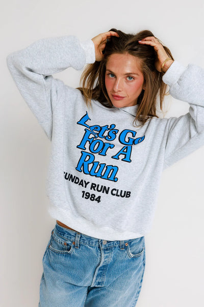 Sunny Somewhere Sunday Run Club Classic Hoodie in Heather Ash