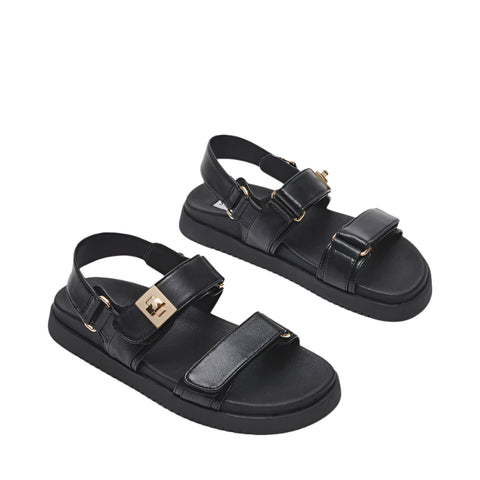 Steve Madden Mona  Flatform Sandal in Black Leather