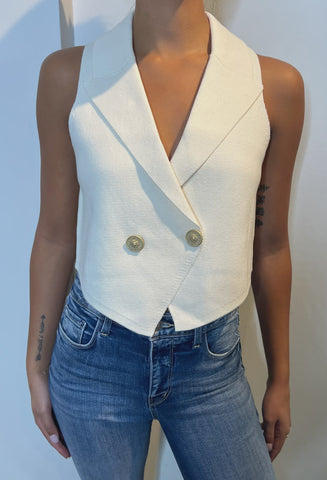 L’AGENCE Zadie Knit Vest in Ivory/Gold