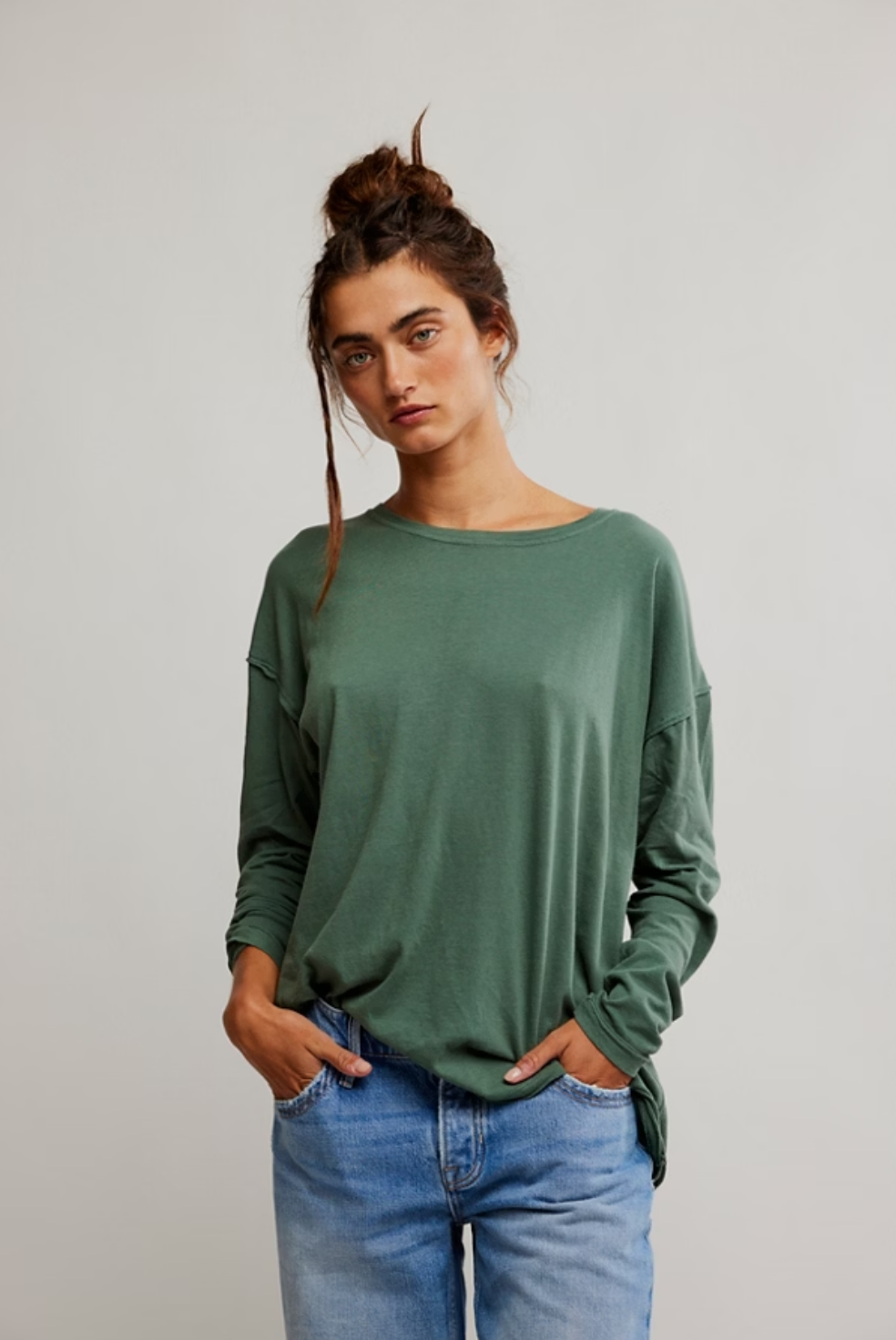 Free People Nina Oversize Boxy tee in Topiary