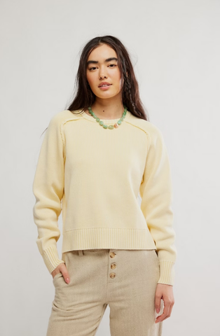 Free People Spring Street pullover in banana cream