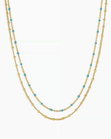 gorjana Capri layered Necklace green turquoise enamel