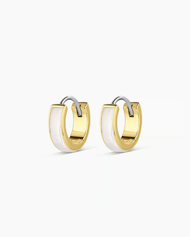 gorjana Rose Marble Huggies - mother of pearl in gold