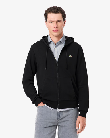 Lacoste Classic Fit Zip-Up Fleece Sweatshirt - Black