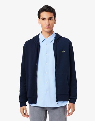 Lacoste Classic Fit Zip-Up Fleece Sweatshirt - Navy