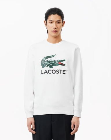 Lacoste Classic Fit Fleece Crewneck Sweatshirt - White