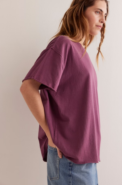 Free People Nina Oversize Boxy tee in Maroon