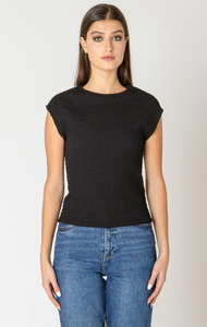 Black Tape Drop Shoulder Textured Top in Black