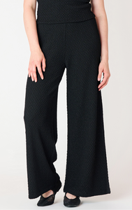 Black Tape Textured Flowy Wide Leg Pants in Black