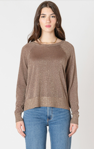 Black Tape Raglan Lurex Sweater in Taupe Shimmer