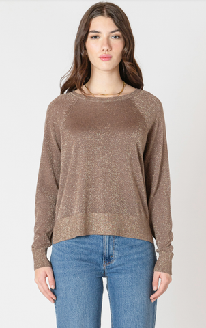 Black Tape Raglan Lurex Sweater in Taupe Shimmer