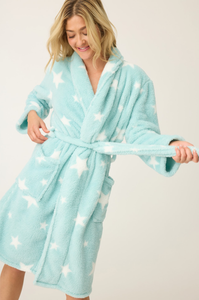 PJ Salvage Let's Get Cozy Star Robe in Light Mint