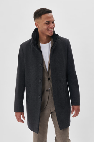 Matinique Harvey N Wool Coat - Medium Grey Melange